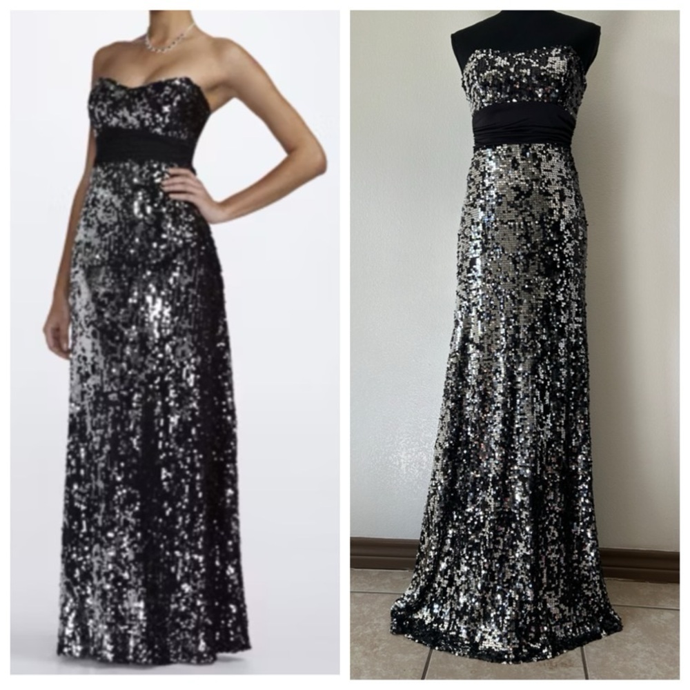 Xtraordinary Strapless All Over Sequin Grown Cut-out Maxi Dress, size M